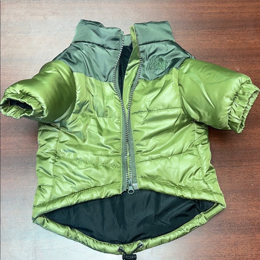 The North Face Dogs Olive and Gray Puffer Coat
